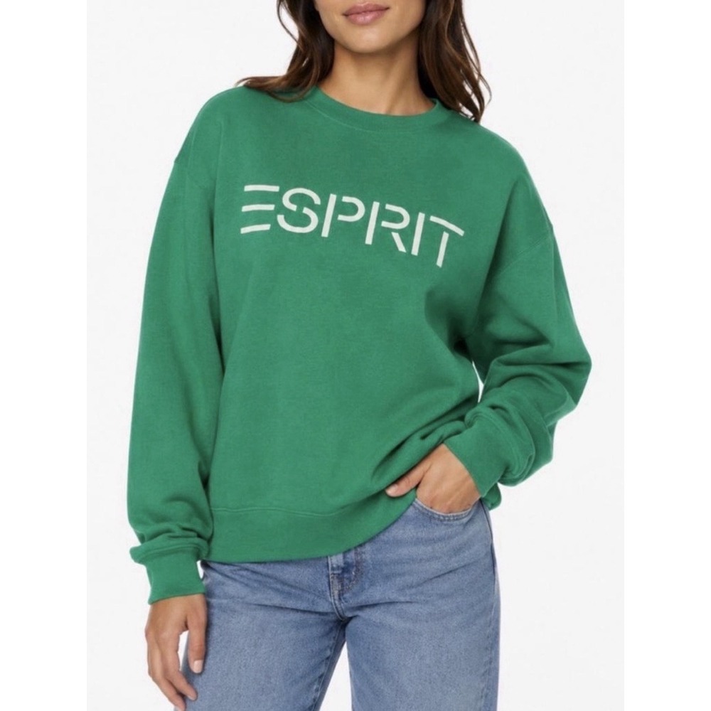 Esprit LARGE Women's Logo Crewneck Sweatshirt GREEN Costco Retro Viral NWT - Picture 2 of 3